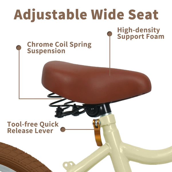 Kids Bike, 14 16 20 inch Girls Bike for 5-14 Girls with Training Wheels, Kickstand, Retro Design Kids' Bicycles with Basket, Girls Bicycle