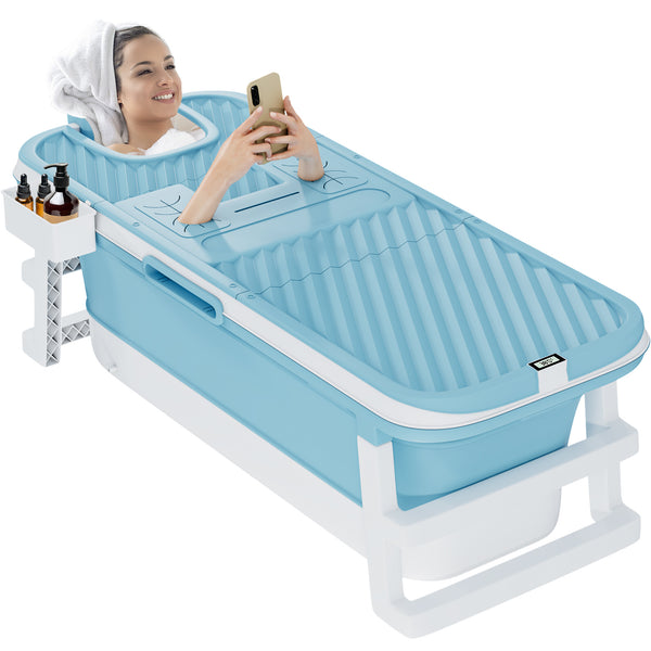 54" Large Foldable Tub with LED Temperature Display, Storage Basket, and Lid - Experience Luxury Bathing