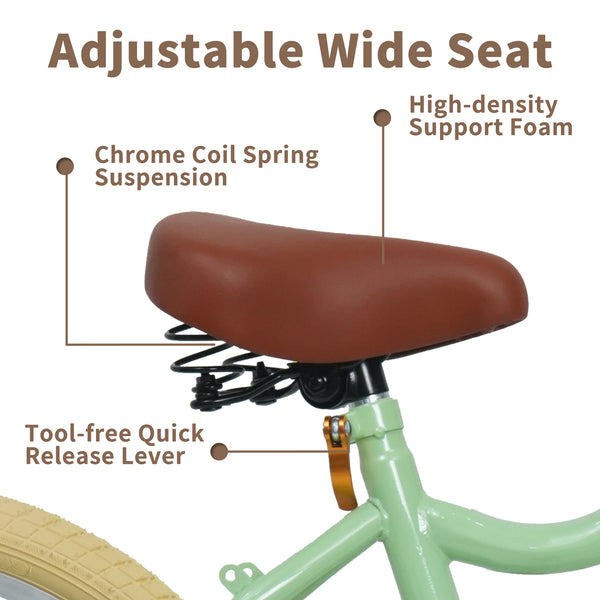 Kids Bike, 14 16 20 inch Girls Bike for 5-14 Girls with Training Wheels, Kickstand, Retro Design Kids' Bicycles with Basket, Girls Bicycle