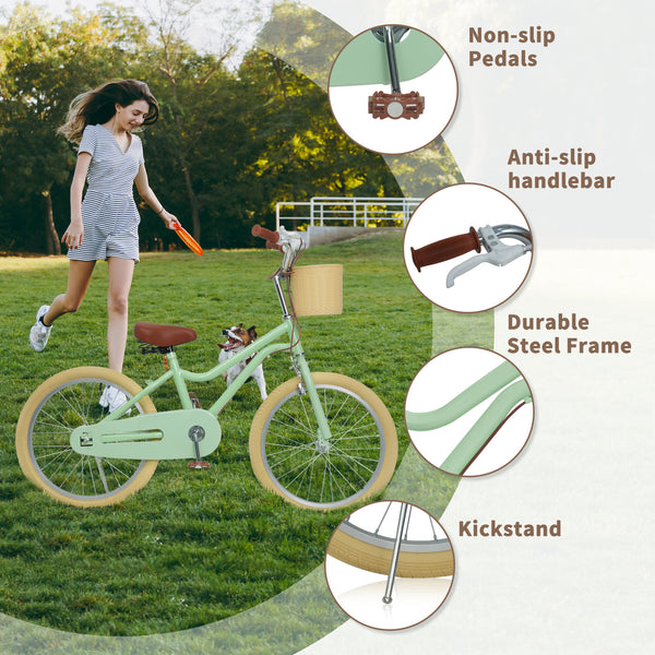 Kids Bike, 14 16 20 inch Girls Bike for 5-14 Girls with Training Wheels, Kickstand, Retro Design Kids' Bicycles with Basket, Girls Bicycle