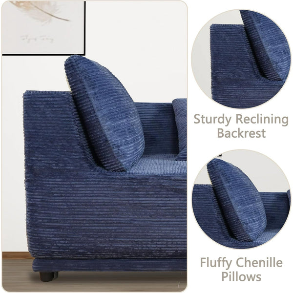 Akaber 130" Modular Sectional Sofa with L-Shape Chaise, 4-Seater Comfy Cloud Couch with Movable Ottoman, Deep Seat Couches for Living Room with Throw Pillows, Lake Blue