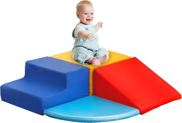 4pcs Foam Climbing Blocks for Toddlers, Climbing Toys for Toddlers 1-3 for Climb,Crawl and Slide, Toddler Climbing Toys Indoor for Nursery, Living Room, Children's Room