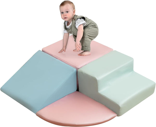4pcs Foam Climbing Blocks for Toddlers, Climbing Toys for Toddlers 1-3 for Climb,Crawl and Slide, Toddler Climbing Toys Indoor for Nursery, Living Room, Children's Room