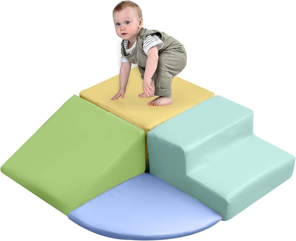 4pcs Foam Climbing Blocks for Toddlers, Climbing Toys for Toddlers 1-3 for Climb,Crawl and Slide, Toddler Climbing Toys Indoor for Nursery, Living Room, Children's Room