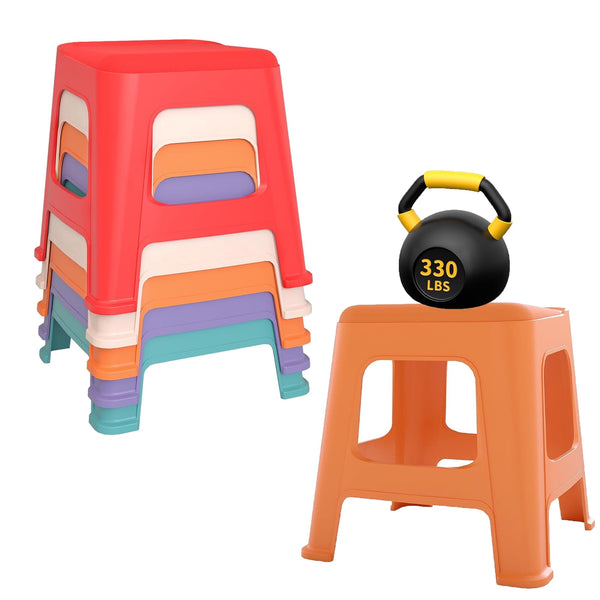5 Pack Stools for Classroom, Linor 11" H Stackable Colorful Nesting Plastic Stool, Chairs Flexible Seating for School, Home