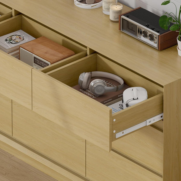 Akaber US 63'' Wooden Dresser for Bedroom, Large Dresser with 9 Deep Chests of Drawers for Bedroom, Living Room, Closet