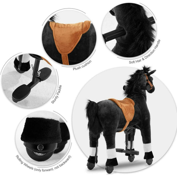 DEYGIA Ride on Horse for Big Kids Horse Ride on Toy, Riding Horse Pony Rider Mechanical Walking Action Plush Animal for 6 Years to Adult, No Battery or Electricity, Giddy up, Max Load 187LBS