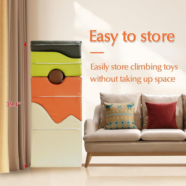 5Pcs Foam Climbing Blocks for Toddlers, Wanan Indoor Toddler Climbing Toys for Toddlers, Indoor Playground for Toddlers 1 to 3, Baby Foam Blocks Climber for Climb & Crawl, Kids Jungle Gym Playset