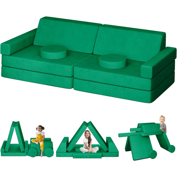 10Pcs Modular Kids Sofa, 65.4" Kids Play Couch for Playroom Bedroom, Multifunctional Modular Toddler Couch, Over 10 Combinations Creative Sofa
