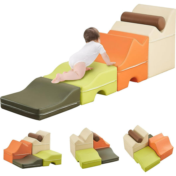 5Pcs Foam Climbing Blocks for Toddlers, Wanan Indoor Toddler Climbing Toys for Toddlers, Indoor Playground for Toddlers 1 to 3, Baby Foam Blocks Climber for Climb & Crawl, Kids Jungle Gym Playset