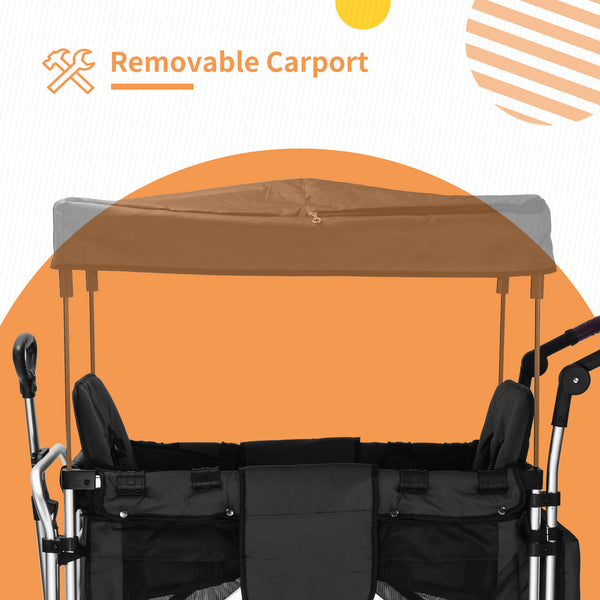 Stroller Wagon for 2 Kids, 2 seater wagon stroller with canopy(Black)