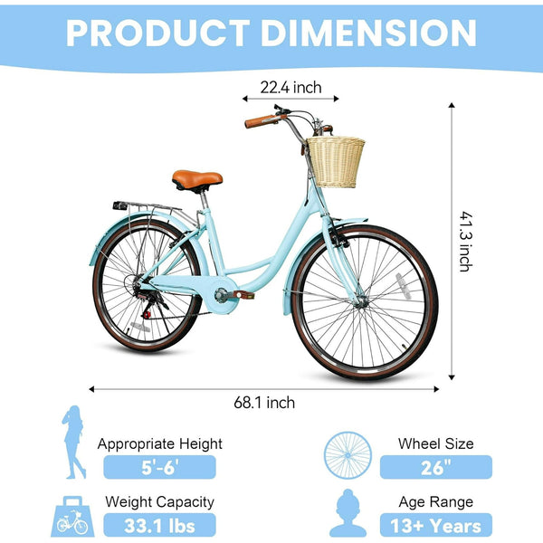 Linor 26 Inch Beach Cruiser Bike for Adults