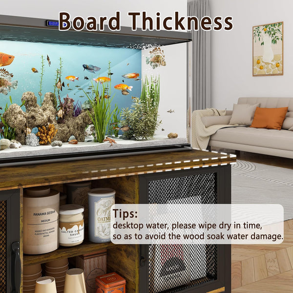 40 Gallon Fish Tank Stand with Power Outlets, Metal Aquarium Stand with 4 in 1 Storage Shelves for Accessories Storage, Reptile Tank Turtle Terrariums Table, 1060 LBS Capacity