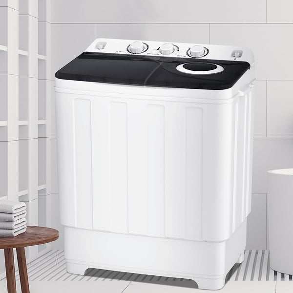 2 In 1 Portable Washing Machine, Twin Tub Compact Washer 28lbs Capacity, Washer and Spinner Dryer
