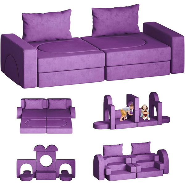 Kids Sofa, Modular Toddler Couch with Ottomans, Kids Couch Couch for Toddler and Baby, Imaginative Kids Play Couch for Playroom Furniture
