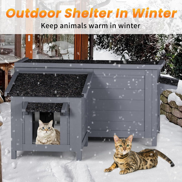 Linor Outdoor Cat House, Insulated Cat House with Insulated All-Round Foam, Corner Design Feral Cat House Shelter for Outdoor Cats, for Winter, Weatherproof, Insulated, Large Opening Roof
