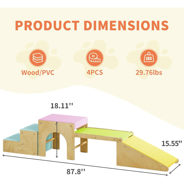 Wanan 4-in-1 Pikler Triangle Set with Soft Play Climbing for Toddlers