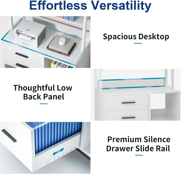 3 Drawer File Cabinet, Vertical Filing Cabinets for Home Office Organization, Stylish Office Shelves and Bookshelf with Drawers - A4 and Letter Size Compatible