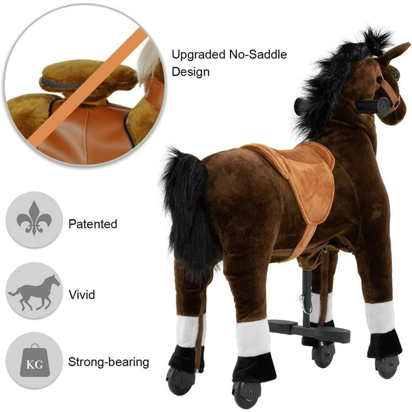 Wanan Ride on Horse for Big Kids, Horse Ride on Toy for 4 to 9 Years Old, (35.43'' Height) Riding Horse Rider Mechanical Walking Action, No Battery or Electricity, Max Load 165LBS