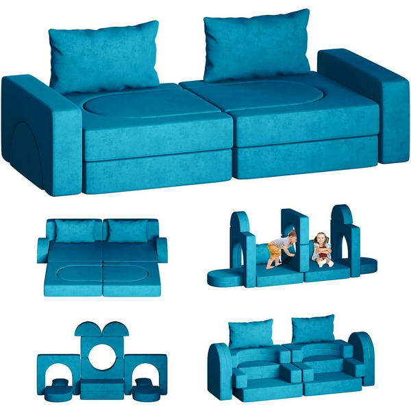 Kids Sofa, Modular Toddler Couch with Ottomans, Kids Couch Couch for Toddler and Baby, Imaginative Kids Play Couch for Playroom Furniture