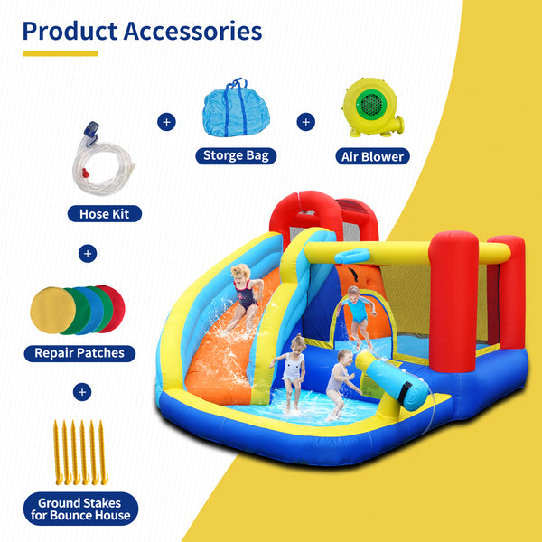 Inflatable Water Slide, 8 in 1 Water Inflatable Slide for Kids and Adults (Single Slide)