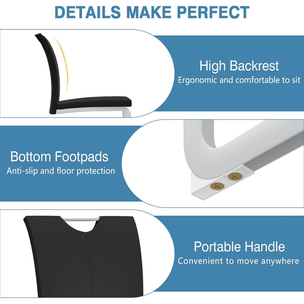 Akaber Modern Dining Chairs Set of 4, Faux Leather Upholstered Dining Room Side Chair with High Back, Metal Legs and Portable Handle, Armless Kitchen Chairs Set, Black