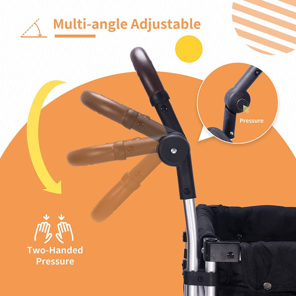Stroller Wagon for 4 Kids, Wanan 4 Seater Stroller Wagon W/ Double Push Bar, 5-Point Harnesses, Adjustable Canopy, Storage, Insulated Bags, 4 Child Stroller Wagon for Beach, Garden, Shopping, Camping