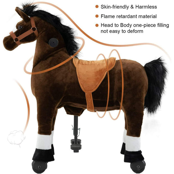 Wanan Ride on Horse for Big Kids, Horse Ride on Toy for 4 to 9 Years Old, (35.43'' Height) Riding Horse Rider Mechanical Walking Action, No Battery or Electricity, Max Load 165LBS