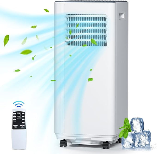 Portable Air Conditioner, 10000 BTU Portable AC Unit with Remote Control, Dehumidifier, Fan, Auto, Sleep Modes, Up to 450 Sq. Ft, 30DB Quiet Portable Air Conditioners with Installation Kits, 24H Timer