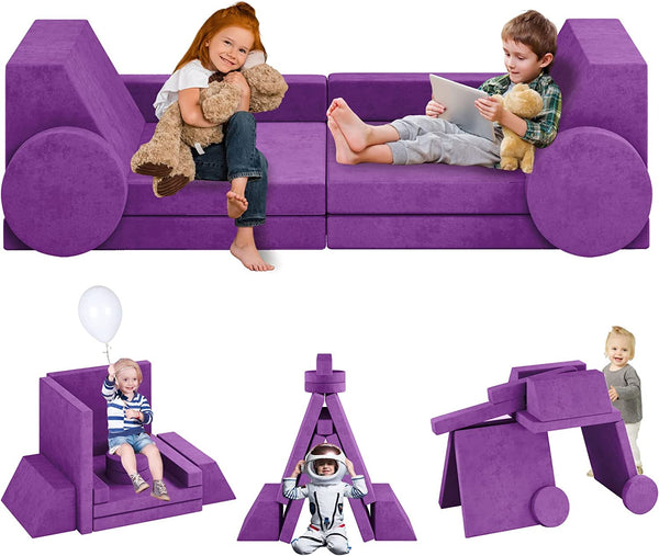 Trapezoidal backrest Play Couch , Kids Couch(10 Pieces)