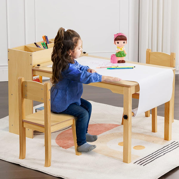 Kids Art Table, Wooden Kids Craft Table for Playroom, Kids Activity Table (Wood)