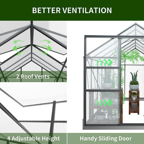 Greenhouses for Outdoors, 6.23x12.3 FT Green Houses, Storage Shed Sunroom