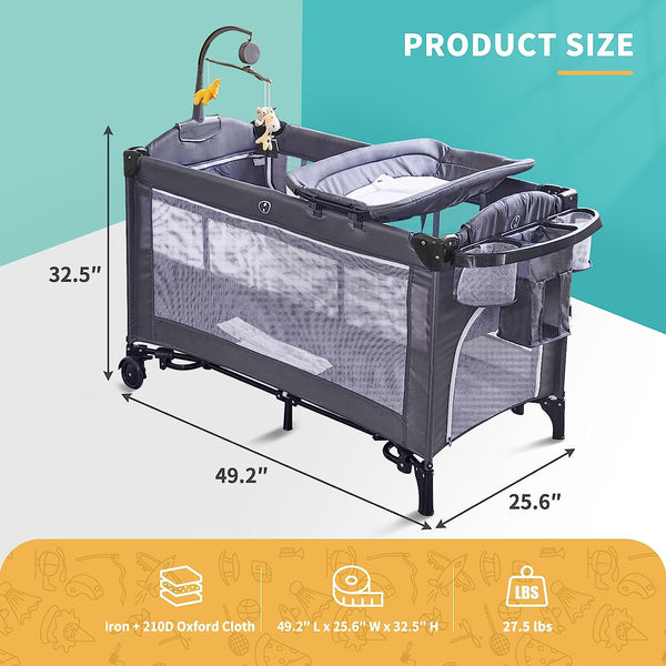 5-in-1 Baby Bedside Sleeper with Bassinet, Multifunction Bedside Baby Crib from Newborn to Toddlers