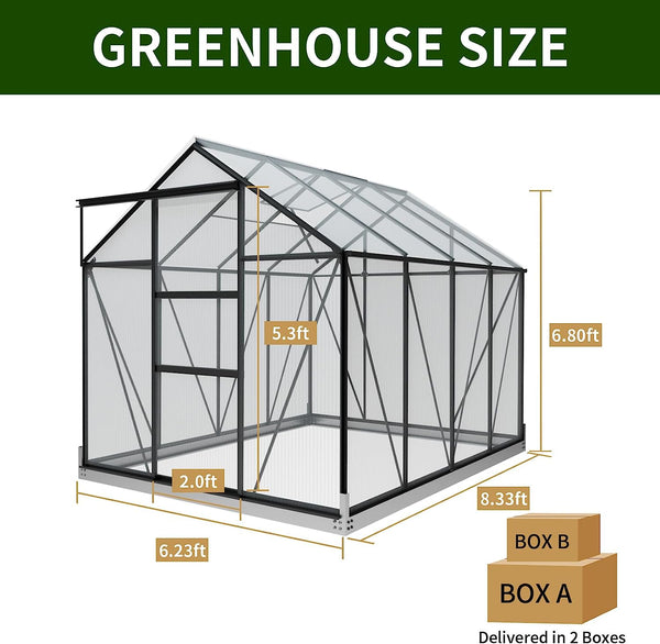 Greenhouses for Outdoors, 6.23x 8.33 FT Green Houses, Storage Shed Sunroom
