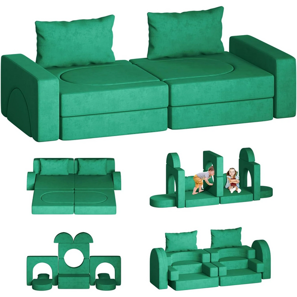 Kids Sofa, Modular Toddler Couch with Ottomans, Kids Couch Couch for Toddler and Baby, Imaginative Kids Play Couch for Playroom Furniture