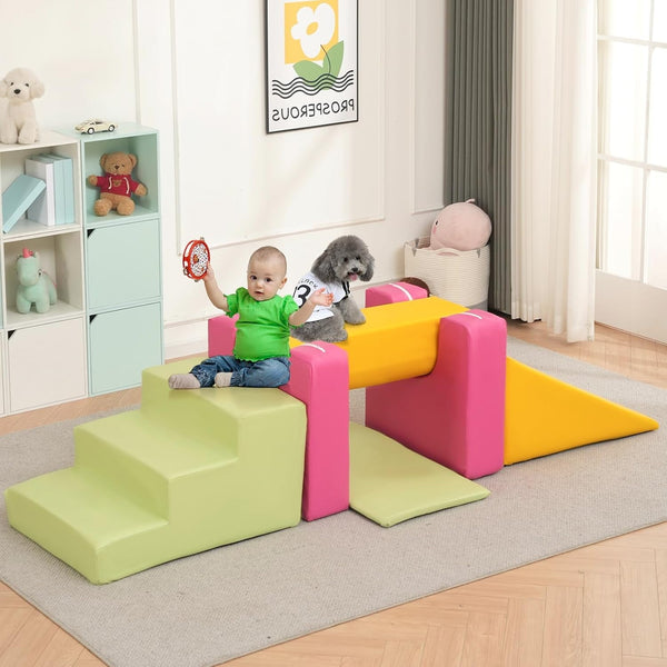 5Pcs Foam Climbing Blocks for Toddlers, Wanan Indoor Toddler Climbing Toys for Toddlers, Indoor Playground for Toddlers 1 to 3, Baby Foam Blocks Climber for Climb & Crawl, Kids Jungle Gym Playset