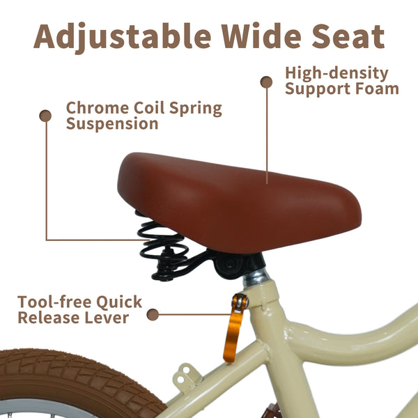 Kids Bike, 14 16 20 inch Girls Bike for 5-14 Girls with Training Wheels, Kickstand, Retro Design Kids' Bicycles with Basket, Girls Bicycle