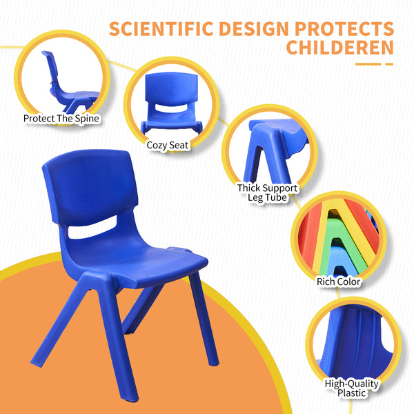 Stackable School Chairs, Colorful Kids Plastic Chair for Toddlers with 12'' Seat, Kids Flexible Seating for Classroom Elementary, School, Daycare, Outdoor, Classroom Furniture