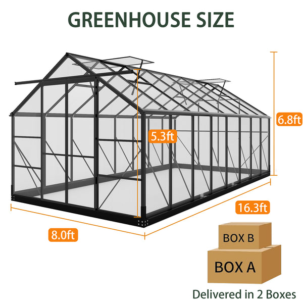 Greenhouses for Outdoors, 8x 16 FT Green Houses, Storage Shed Sunroom