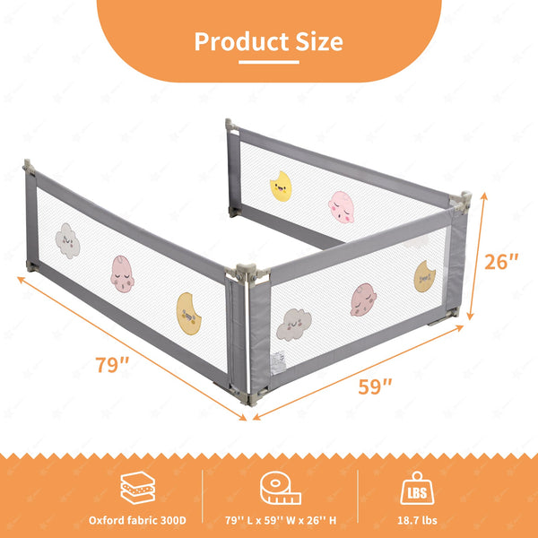 3 Pieces Baby Bed Rail Guard for Kids, bed rails for queen size bed (Queen Size)