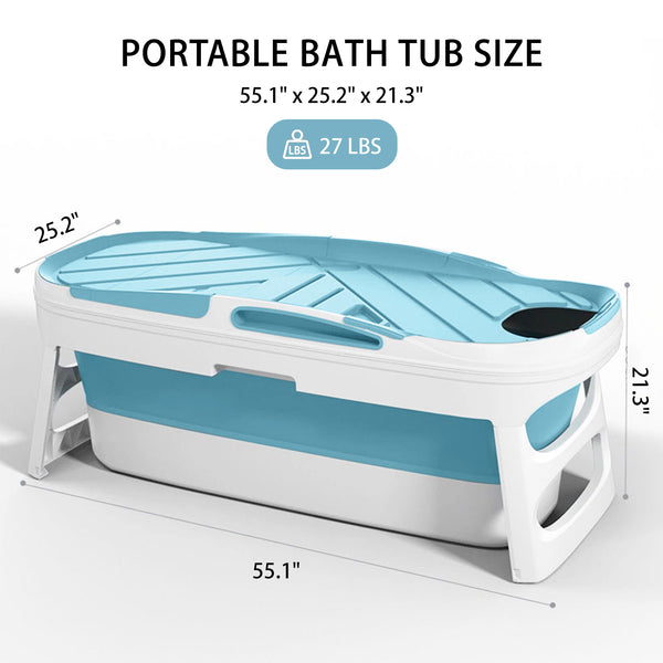 55" x 25" Freestanding Air Bathtub for Ultimate Relaxation - Foldable Bliss