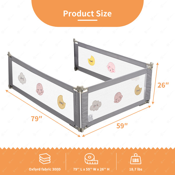 3 Pieces Baby Bed Rail Guard for Kids, bed rails for king size bed (King Size)