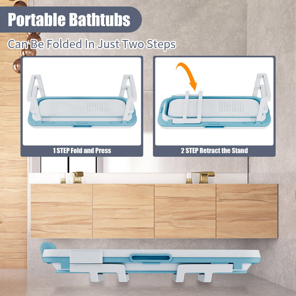 Large 58" Foldable Tub with LED Temperature Display, Storage Basket, and Lid - Luxuriate in Comfort