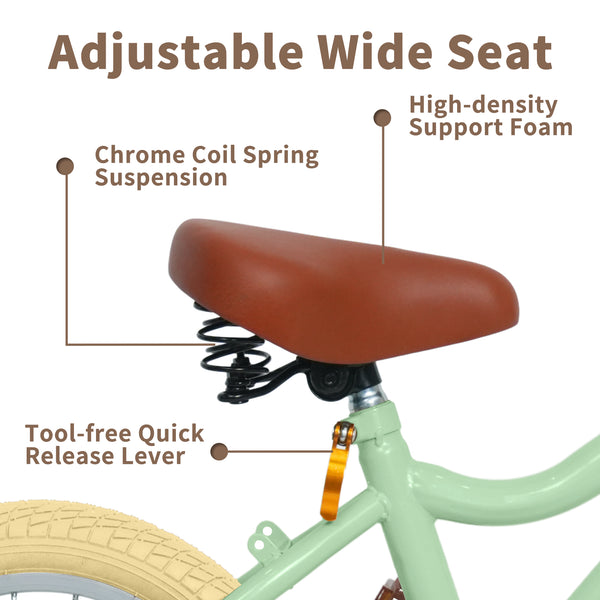 Kids Bike, 14 16 20 inch Girls Bike for 5-14 Girls with Training Wheels, Kickstand, Retro Design Kids' Bicycles with Basket, Girls Bicycle