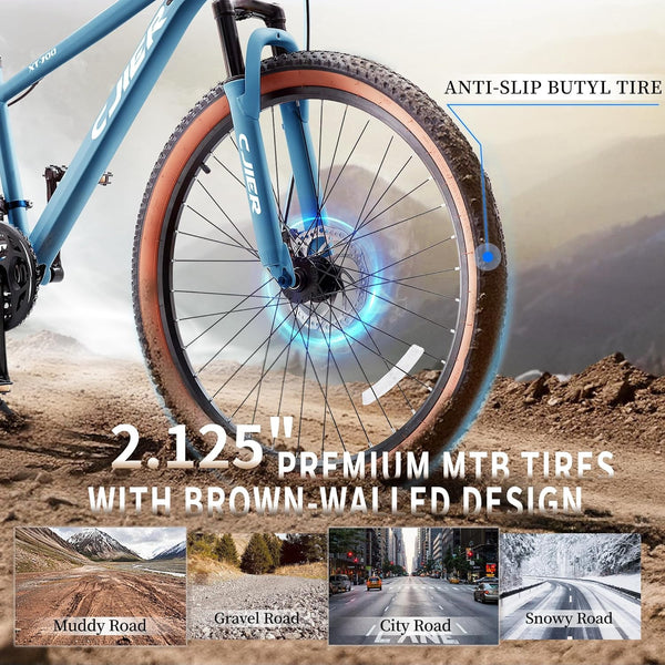 24 inch Kids Mountain Bike, DEYGIA 21 Speed MTB with Internal Cable Routing, Suspension Fork, Dual Disc Brakes - 2.125'' Tires, Easy Assembly