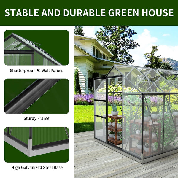 Greenhouses for Outdoors, 6.23x 8.33 FT Green Houses, Storage Shed Sunroom