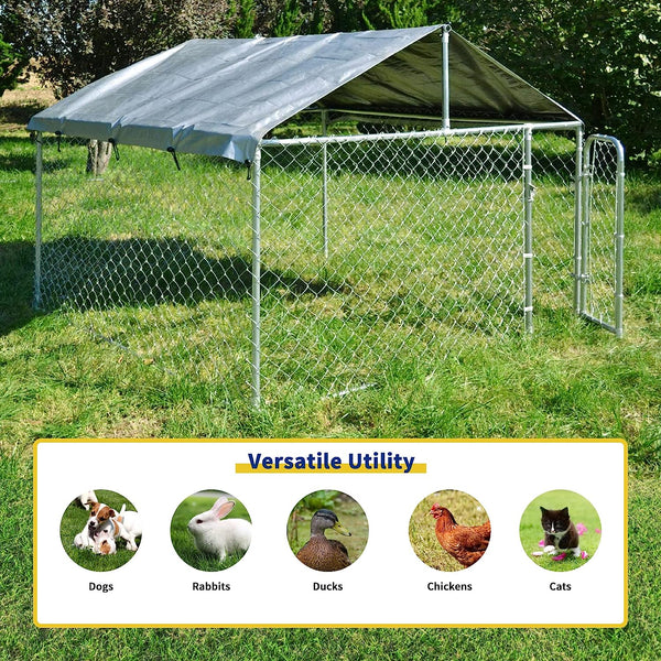 Large Dog Kennel, Heavy Duty Outdoor Dog Fence Dog Cage, Anti-Rust Dog Pens