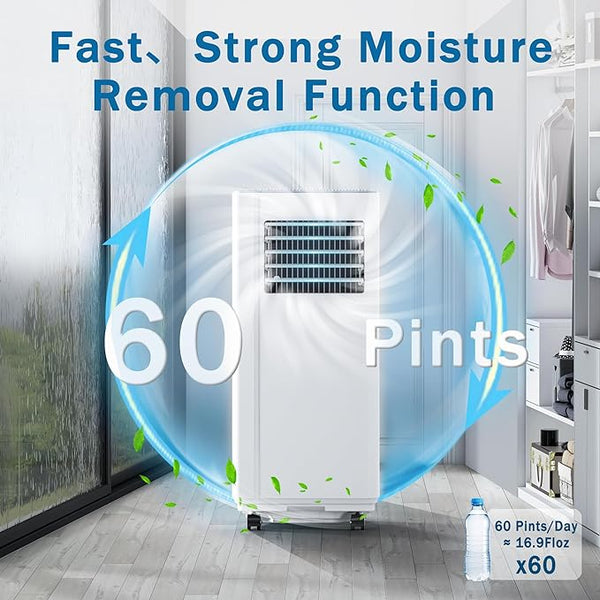 Portable Air Conditioner, 10000 BTU Portable AC Unit with Remote Control, Dehumidifier, Fan, Auto, Sleep Modes, Up to 450 Sq. Ft, 30DB Quiet Portable Air Conditioners with Installation Kits, 24H Timer