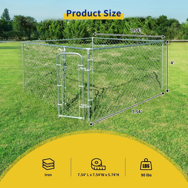 Large Dog Kennel, Heavy Duty Outdoor Dog Fence Dog Cage, Anti-Rust Dog Pens
