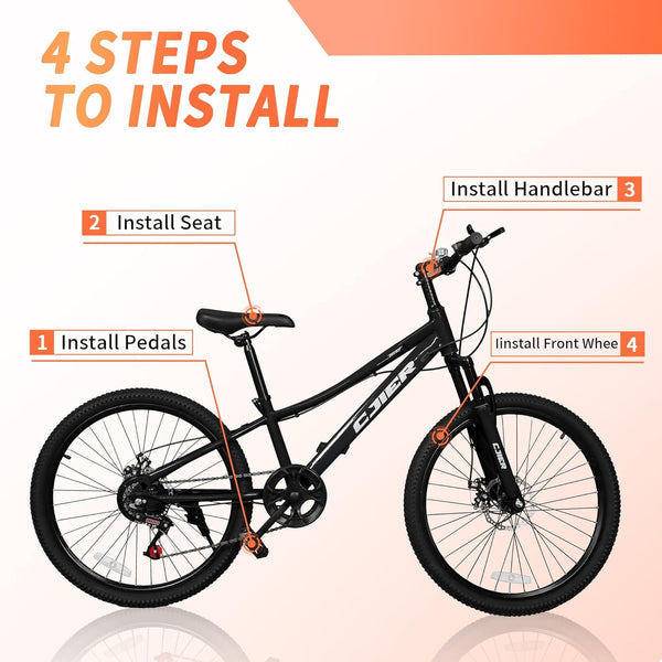 DEYGIA 20 Inch Kids Mountain Bike, Bikes for Boys, 7-Speed with Front Suspension, Dual Disc Brakes & Knobby Tires for Ages 6-14, Multi Color